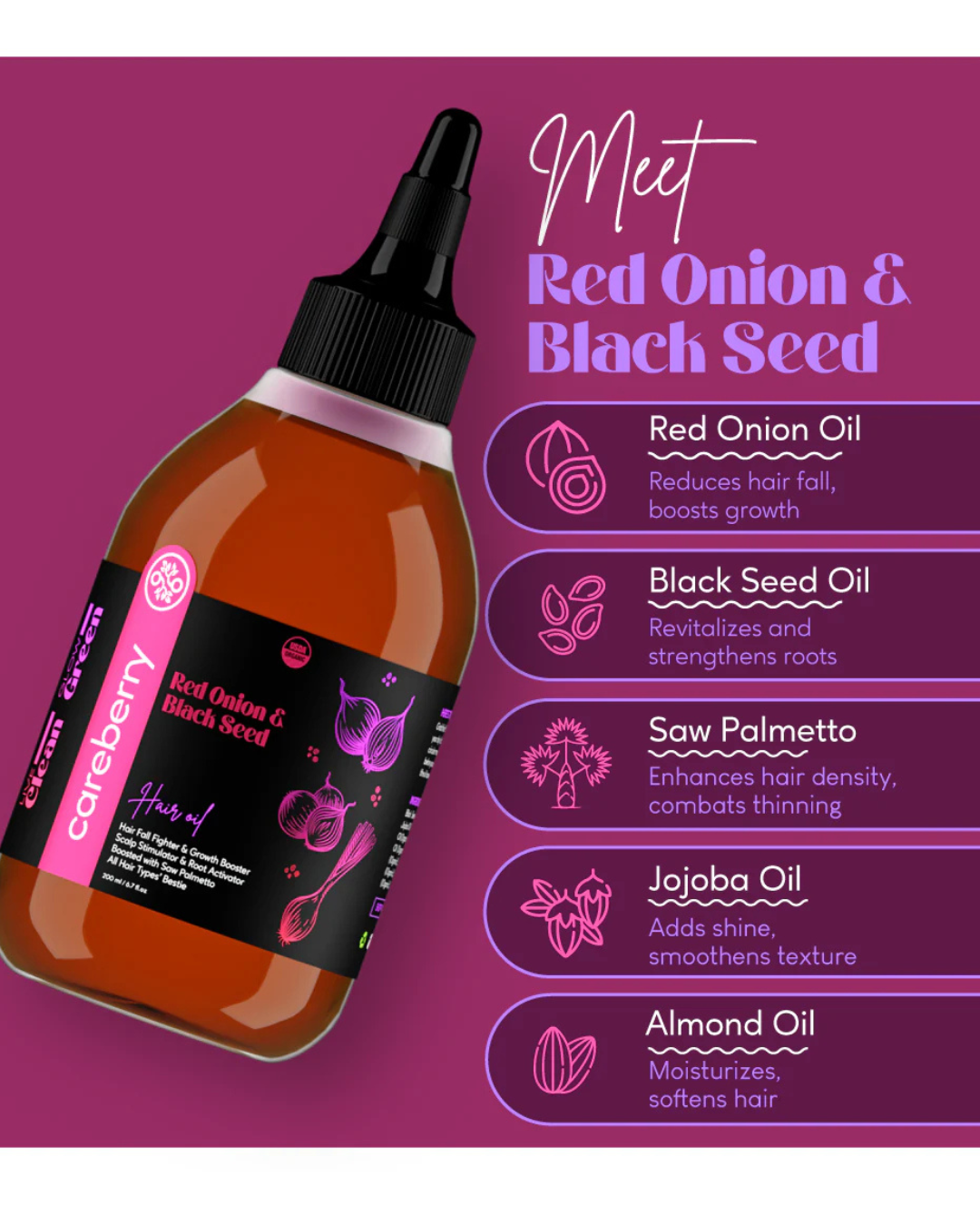 You are currently viewing Careberry Organic Red Onion Hair Oil – For Stronger, Thicker Hair Naturally