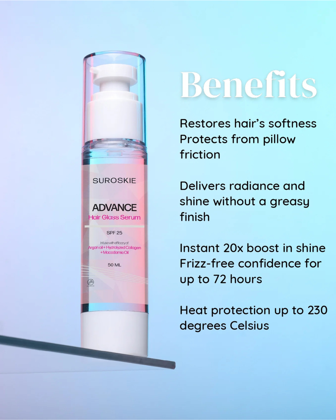 You are currently viewing SUROSKIE Advance Glass Hair Serum – Shine, Smoothness & Frizz-Free Perfection