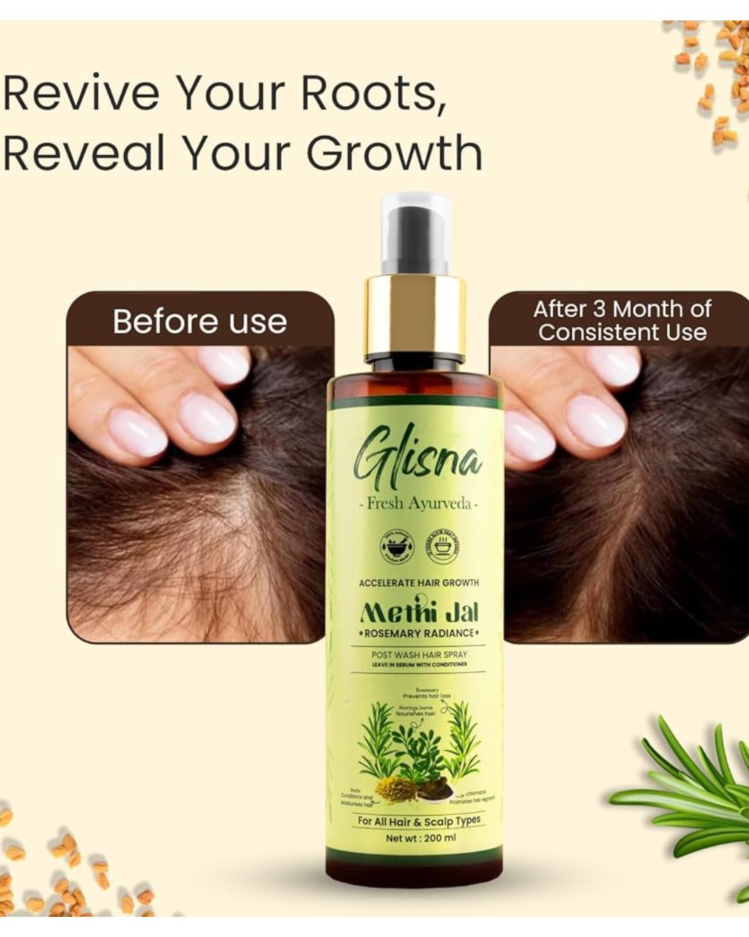 You are currently viewing Glisna Rosemary Water Hair Spray – Natural Solution for Stronger, Healthier Hair