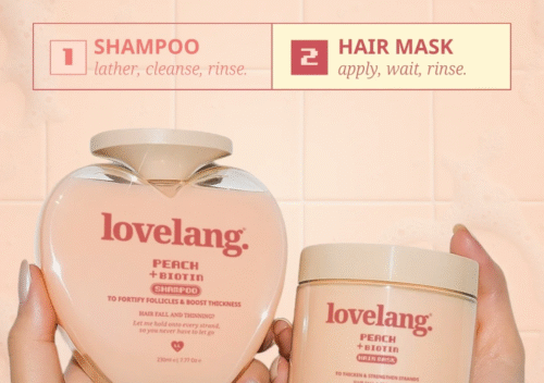 lovelang Peach + Biotin Hair Mask – Deeply Nourish & Rebuild Hair from Root to Tip