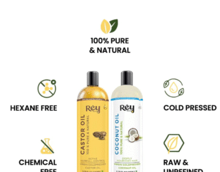 Rey Naturals Cold Pressed Castor Oil & Virgin Coconut Oil – Nature’s Combo for Complete Hair & Skin Care