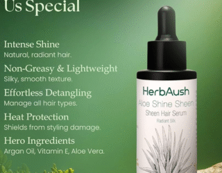 HerbAush Aloe Shine Sheen Hair Serum – Radiant Gloss and Deep Nourishment Naturally