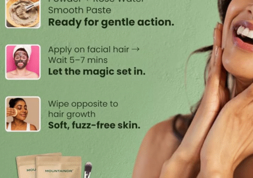 MOUNTAINOR Face Wax Powder with Ubtan & Aloe Vera – Full Body Painless Herbal Hair Remover