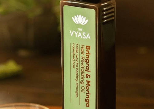 The Vyasa Bringraj and Moringa Hair Revitalizing Oil Bottle – Natural Revival for Stronger, Healthier Hair